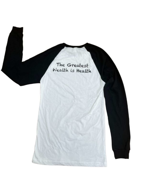 SKB - Greatest Wealth is Health - baseball long sleeve - Image 2